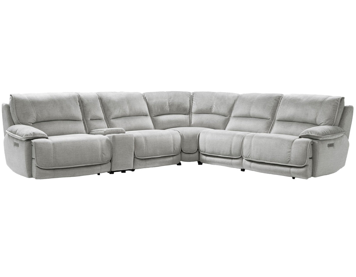 Olsen Silver 6-Piece Dual-Power Zero-Gravity Reclining Sectional by Steve Silver at Eve Furniture