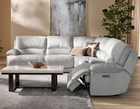 Olsen Silver 6-Piece Dual-Power Zero-Gravity Reclining Sectional by Steve Silver at Eve Furniture