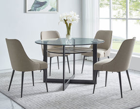 Olson Caramel Glass Top Dining Room Set by Steve Silver at Eve Furniture