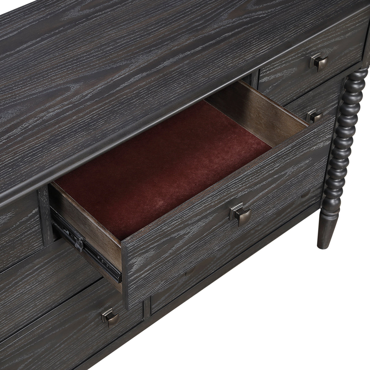 Olson Espresso Twin Bed, Mirror and Dresser, Chest with Nightstand