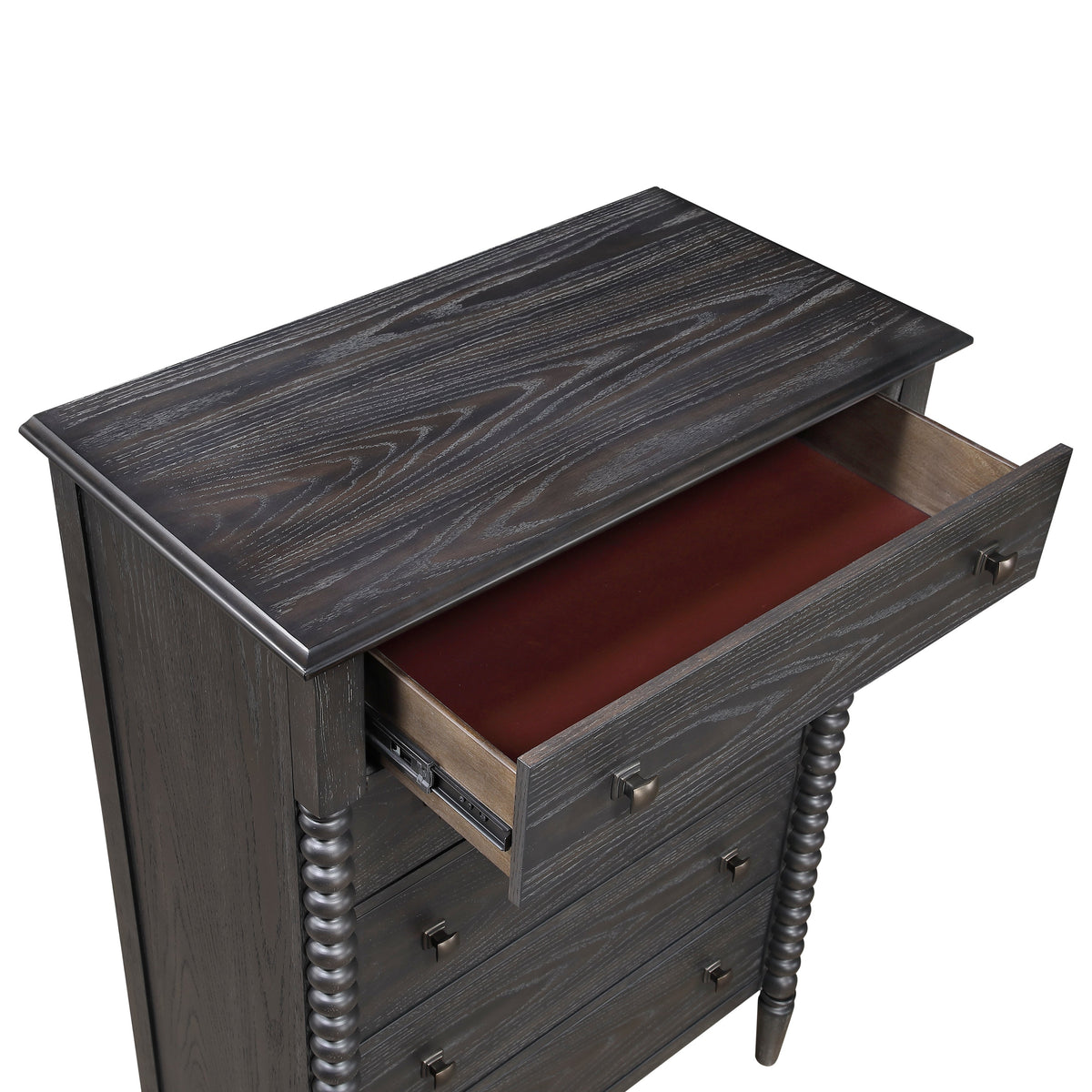 Olson Espresso Twin Bed, Mirror and Dresser, Chest with Nightstand
