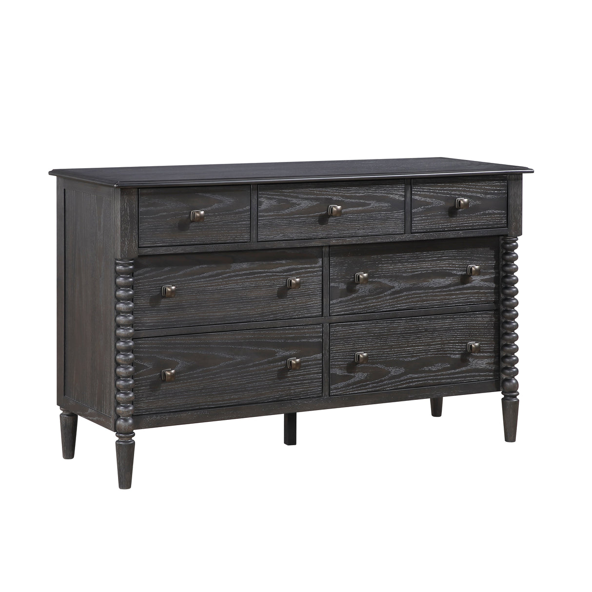 Olson Espresso Twin Bed, Mirror and Dresser, Chest with Nightstand