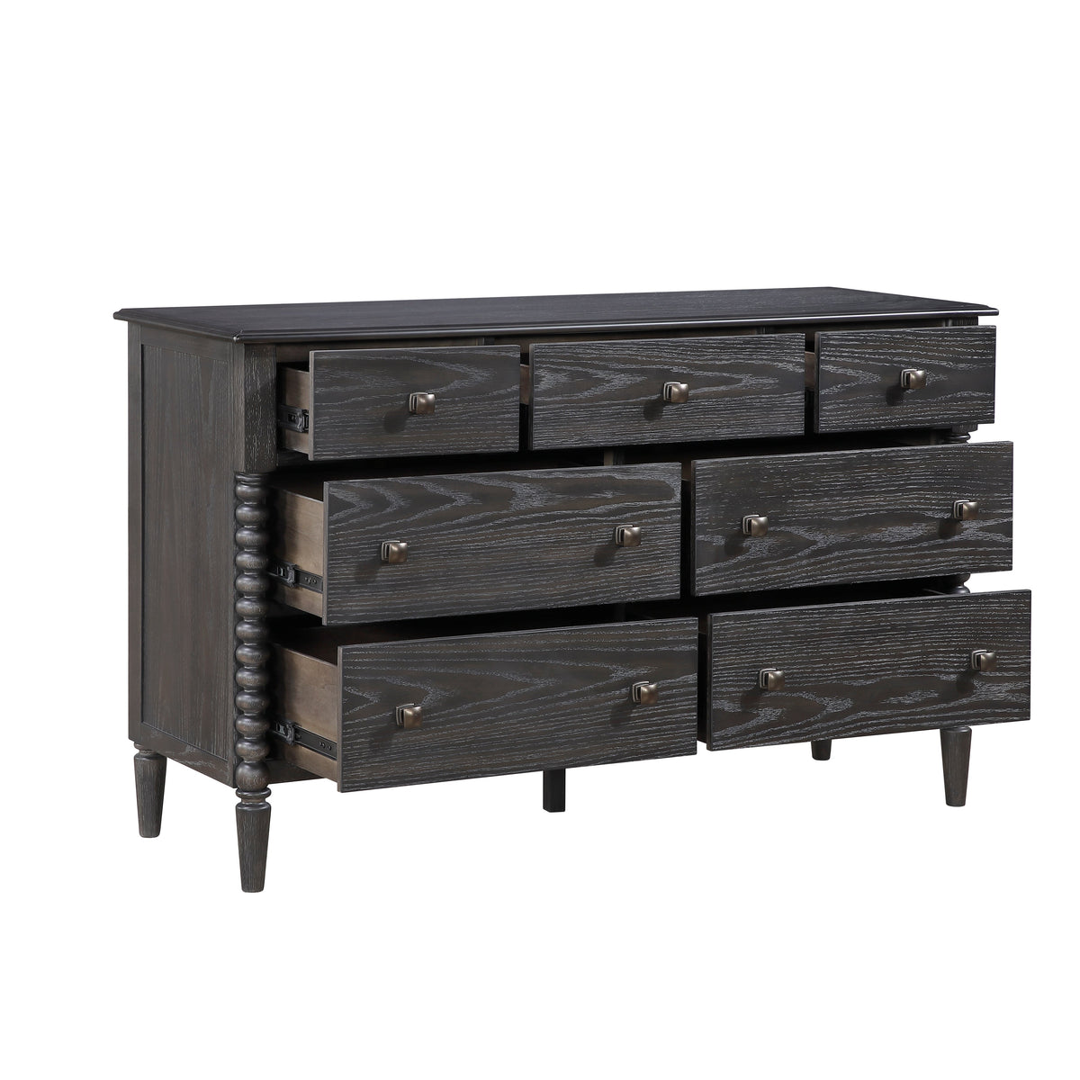 Olson Espresso Twin Bed, Mirror and Dresser with Nightstand