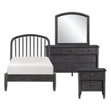 Olson Espresso Twin Bed, Mirror and Dresser with Nightstand