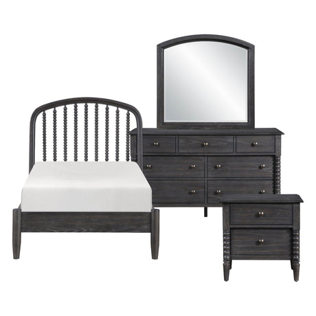 Olson Espresso Twin Bed, Mirror and Dresser with Nightstand by Homelegance at Eve Furniture