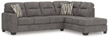 Olten Graphite 2-Piece Sectional with RAF Chaise by Ashley at Eve Furniture