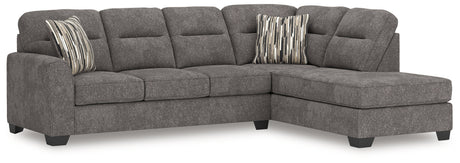 Olten Graphite 2-Piece Sectional with RAF Chaise by Ashley at Eve Furniture