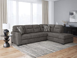 Olten Graphite 2-Piece Sectional with RAF Chaise by Ashley at Eve Furniture