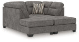 Olten Graphite 2-Piece Super Chaise by Ashley at Eve Furniture