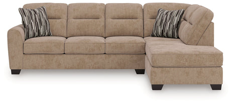 Olten Mocha 2-Piece Sectional with RAF Chaise by Ashley at Eve Furniture
