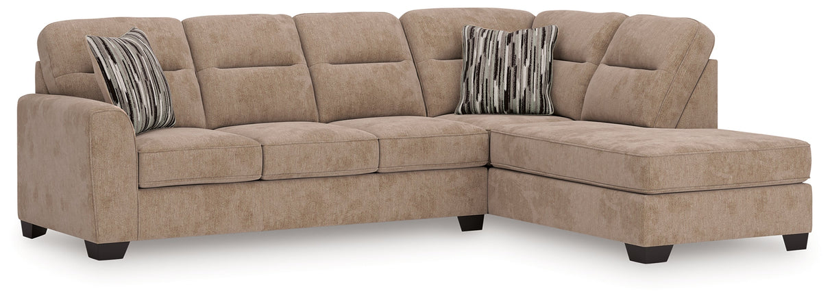 Olten Mocha 2-Piece Sectional with RAF Chaise by Ashley at Eve Furniture