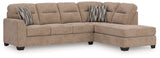 Olten Mocha 2-Piece Sectional with RAF Chaise by Ashley at Eve Furniture