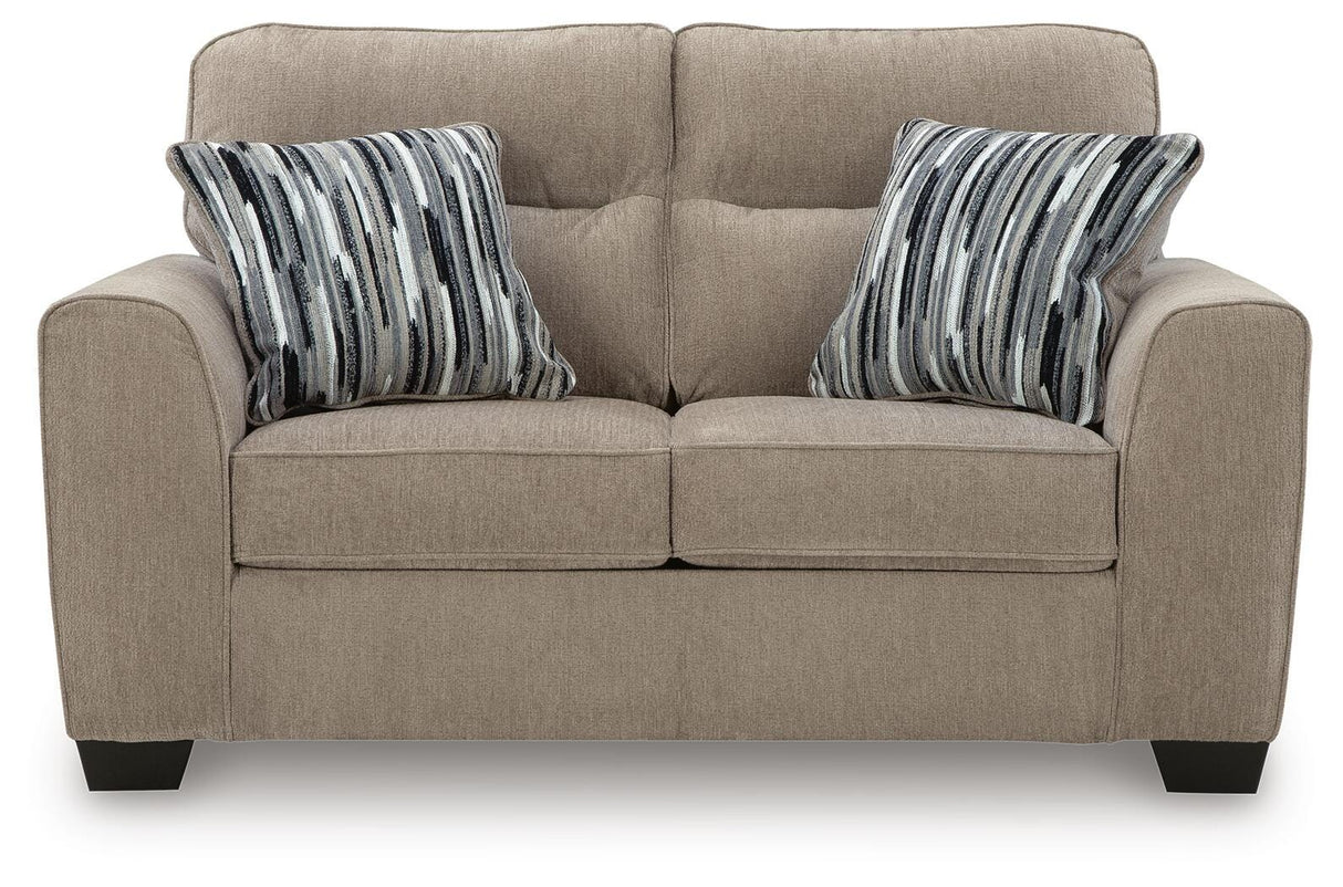 Olten Mocha Sofa and Loveseat by Ashley at Eve Furniture