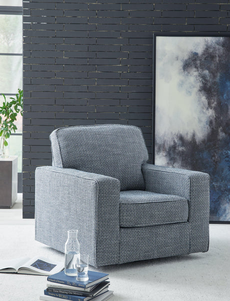 Olwenburg Denim Swivel Accent Chair by Ashley at Eve Furniture