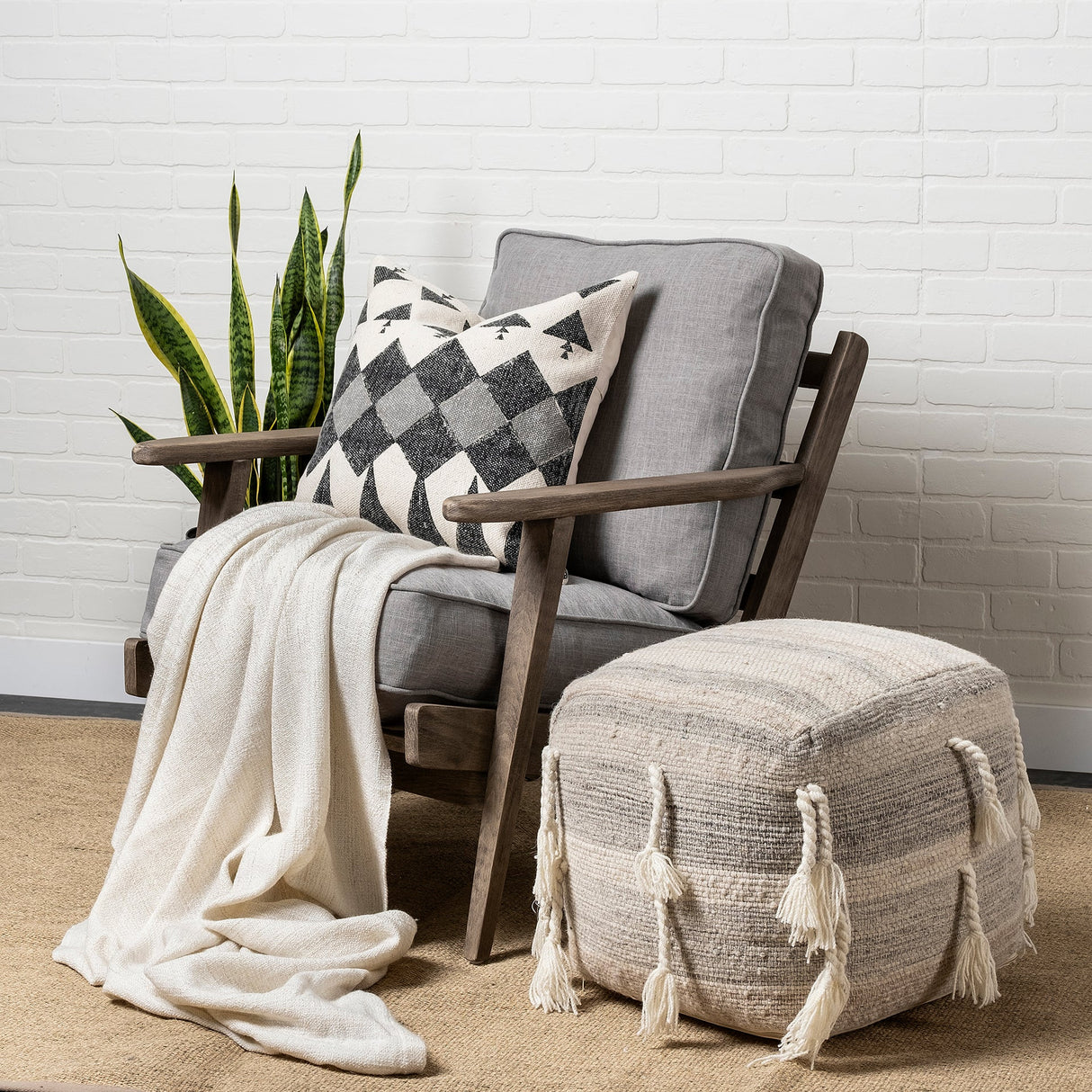 Olympus II Flint Gray Fabric Covered Wooden Frame Accent Chair by Mercana at Eve Furniture