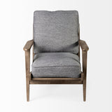 Olympus V Castlerock Grey Fabric Wrapped Brown Wooden Frame Accent Chair by Mercana at Eve Furniture