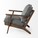 Olympus V Castlerock Grey Fabric Wrapped Brown Wooden Frame Accent Chair by Mercana at Eve Furniture
