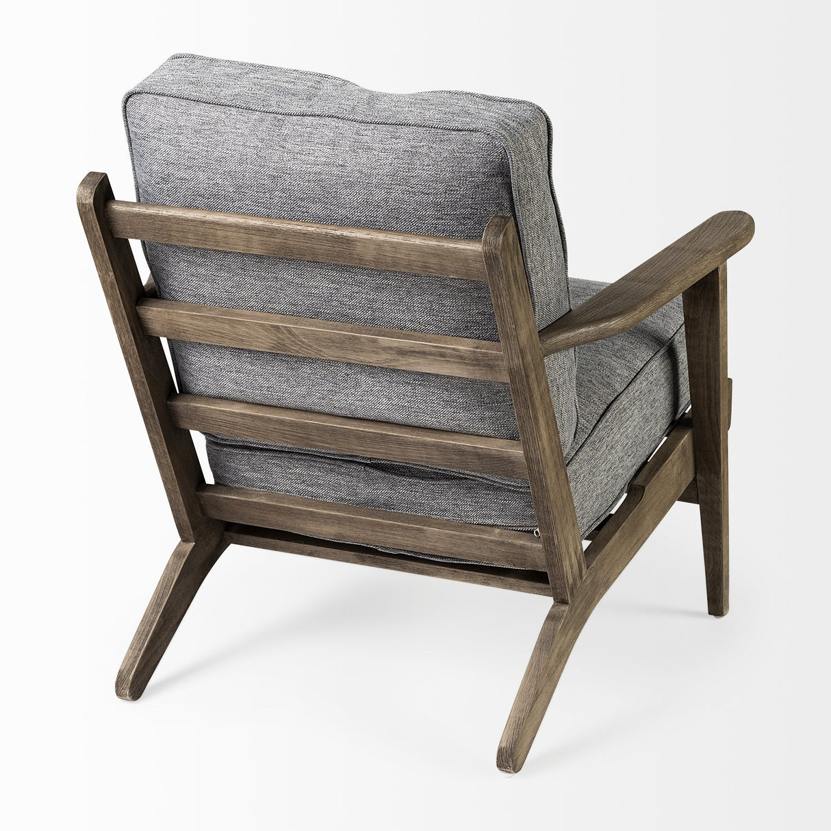 Olympus V Castlerock Grey Fabric Wrapped Brown Wooden Frame Accent Chair by Mercana at Eve Furniture