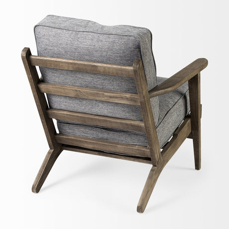 Olympus V Castlerock Grey Fabric Wrapped Brown Wooden Frame Accent Chair by Mercana at Eve Furniture