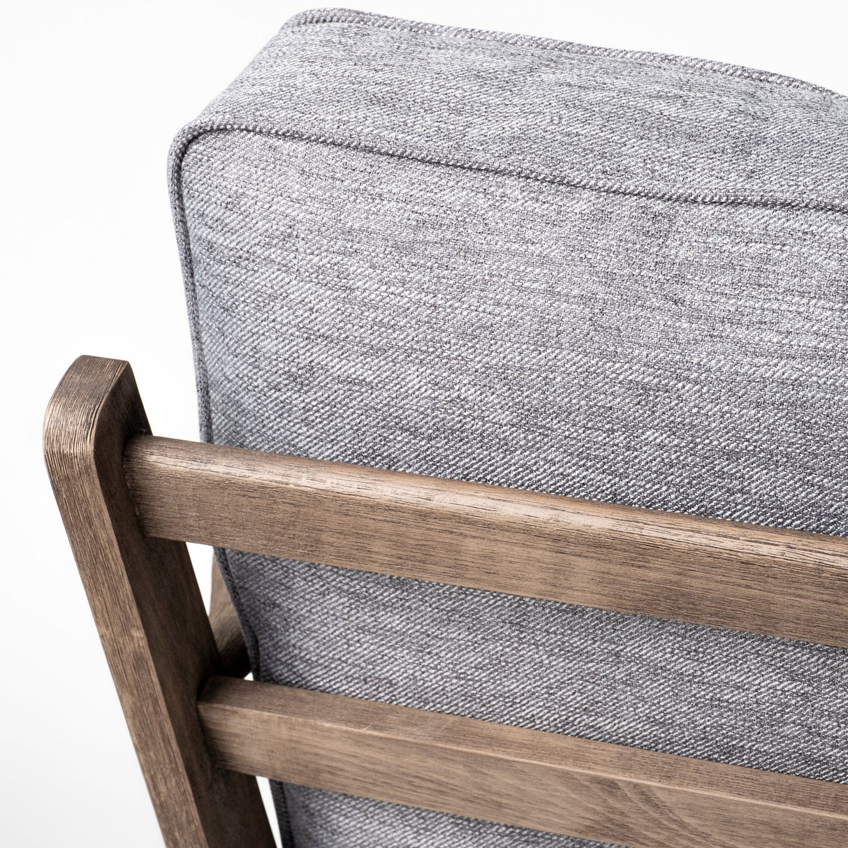 Olympus V Castlerock Grey Fabric Wrapped Brown Wooden Frame Accent Chair by Mercana at Eve Furniture