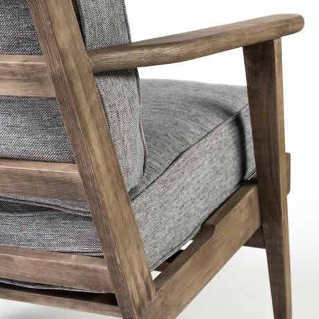 Olympus V Castlerock Grey Fabric Wrapped Brown Wooden Frame Accent Chair by Mercana at Eve Furniture
