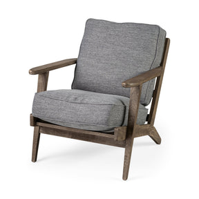 Olympus V Castlerock Grey Fabric Wrapped Brown Wooden Frame Accent Chair by Mercana at Eve Furniture