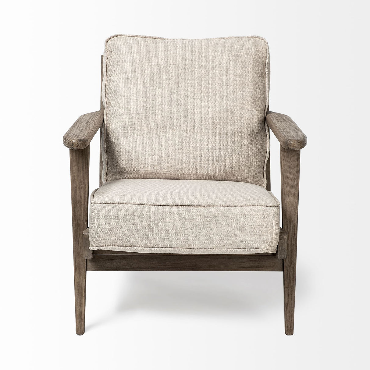 Olympus VI Beige Fabric Wrapped Wooden Frame Accent Chair by Mercana at Eve Furniture