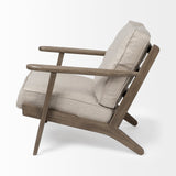 Olympus VI Beige Fabric Wrapped Wooden Frame Accent Chair by Mercana at Eve Furniture