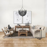 Olympus VI Beige Fabric Wrapped Wooden Frame Accent Chair by Mercana at Eve Furniture