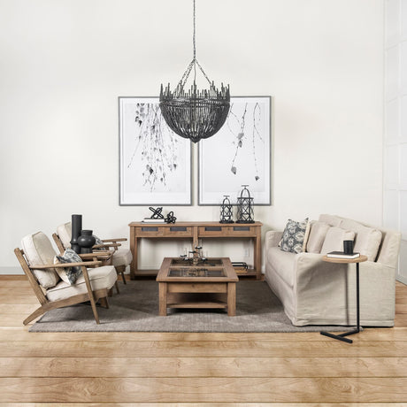 Olympus VI Beige Fabric Wrapped Wooden Frame Accent Chair by Mercana at Eve Furniture