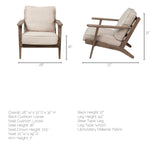 Olympus VI Beige Fabric Wrapped Wooden Frame Accent Chair by Mercana at Eve Furniture