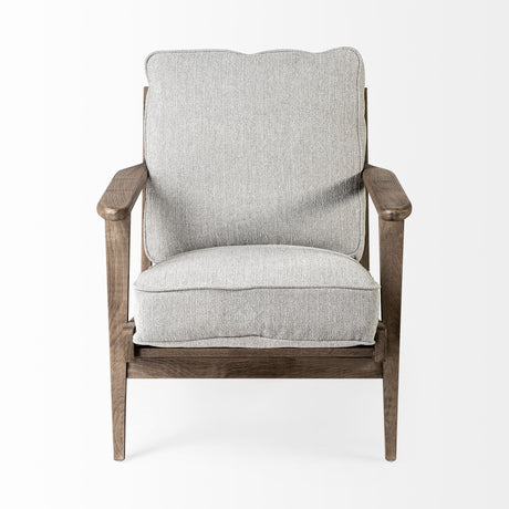 Olympus VI Frost Grey Fabric Wrapped Wooden Frame Accent Chair by Mercana at Eve Furniture
