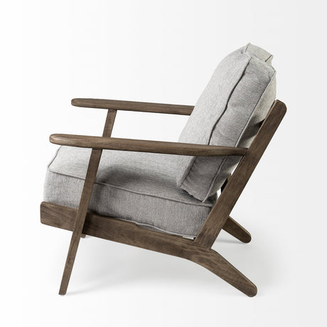 Olympus VI Frost Grey Fabric Wrapped Wooden Frame Accent Chair by Mercana at Eve Furniture