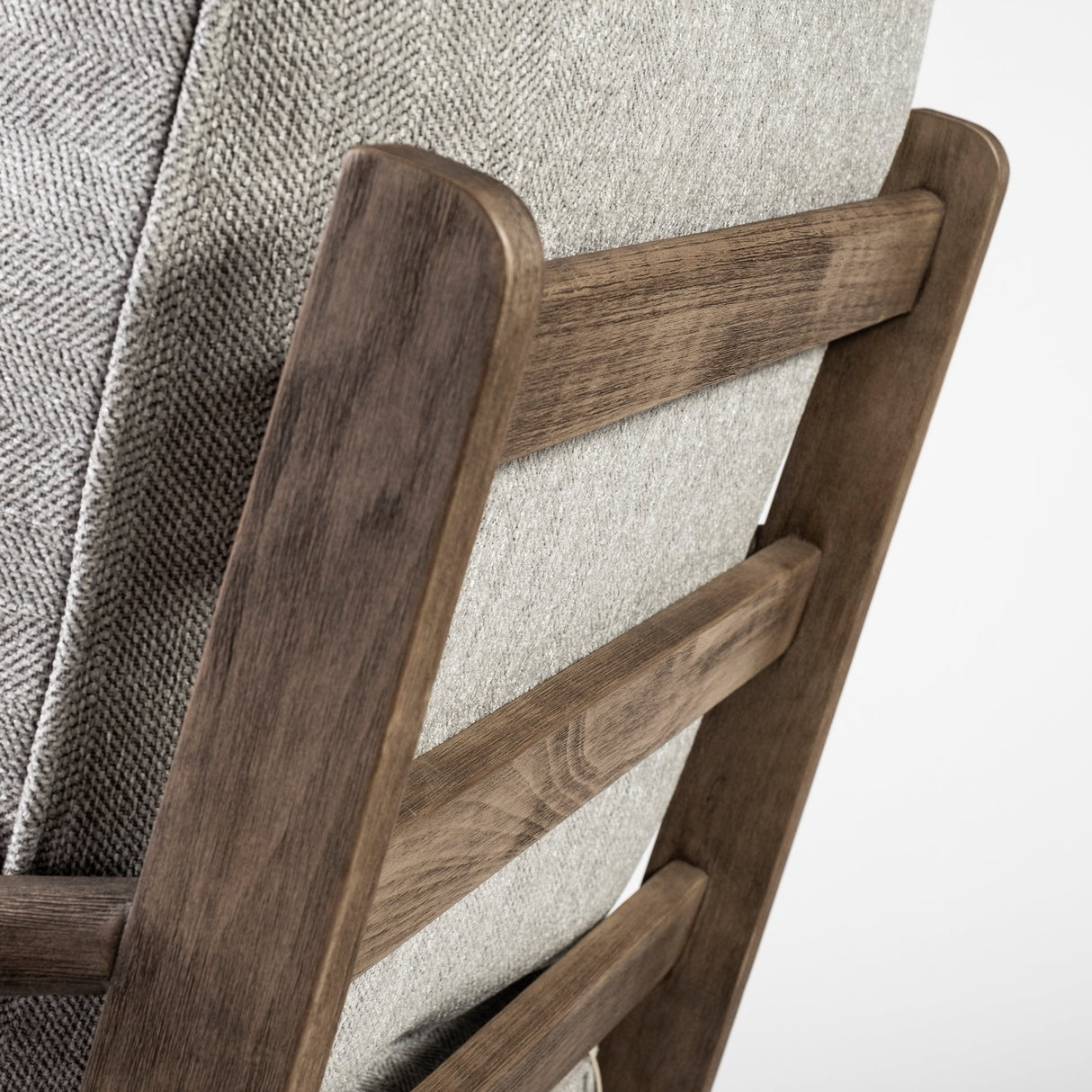 Olympus VI Frost Grey Fabric Wrapped Wooden Frame Accent Chair by Mercana at Eve Furniture