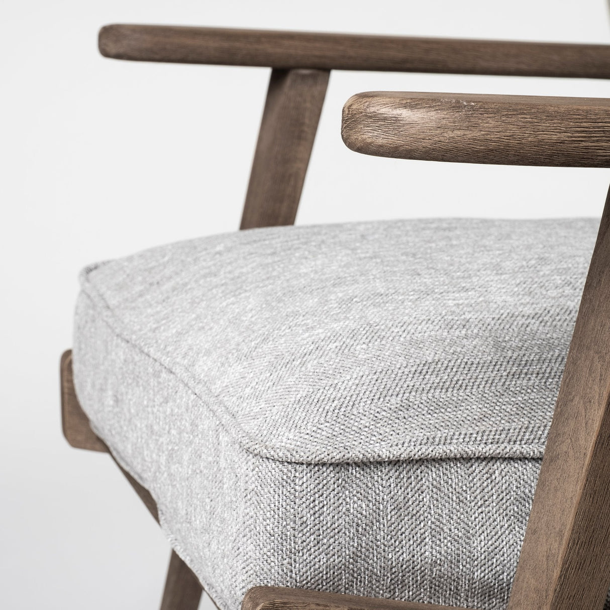 Olympus VI Frost Grey Fabric Wrapped Wooden Frame Accent Chair by Mercana at Eve Furniture