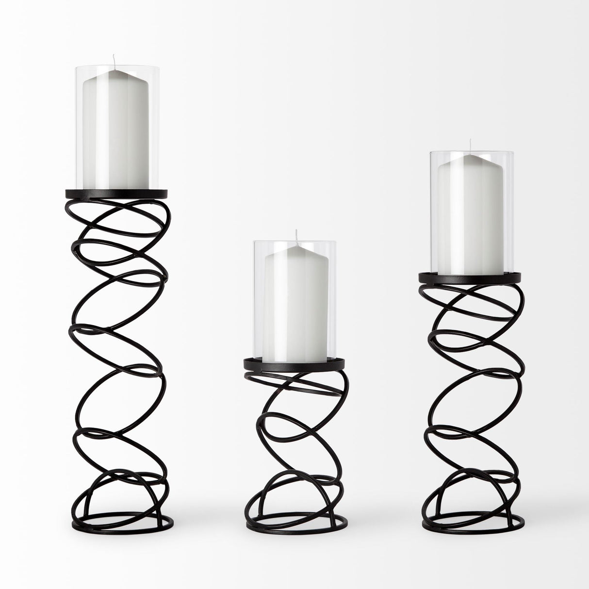Omega I Small Black Metal Stacked Ring Table Candle Holder by Mercana at Eve Furniture