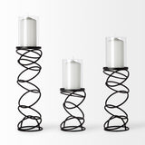 Omega I Small Black Metal Stacked Ring Table Candle Holder by Mercana at Eve Furniture