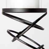 Omega I Small Black Metal Stacked Ring Table Candle Holder by Mercana at Eve Furniture