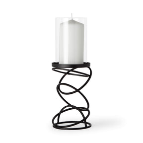 Omega I Small Black Metal Stacked Ring Table Candle Holder by Mercana at Eve Furniture
