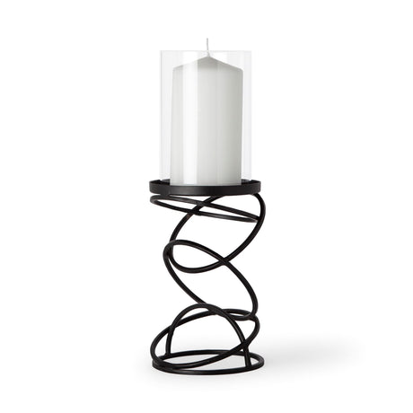 Omega I Small Black Metal Stacked Ring Table Candle Holder by Mercana at Eve Furniture