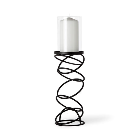 Omega II Medium Black Metal Stacked Ring Table Candle Holder by Mercana at Eve Furniture