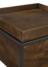 Ondrej Dark Brown/Gunmetal Square Accent Table with Removable Top Tray