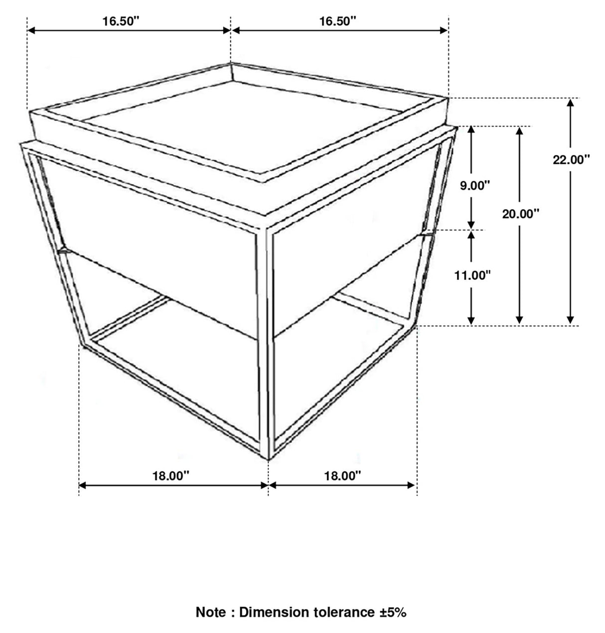 Ondrej Dark Brown/Gunmetal Square Accent Table with Removable Top Tray