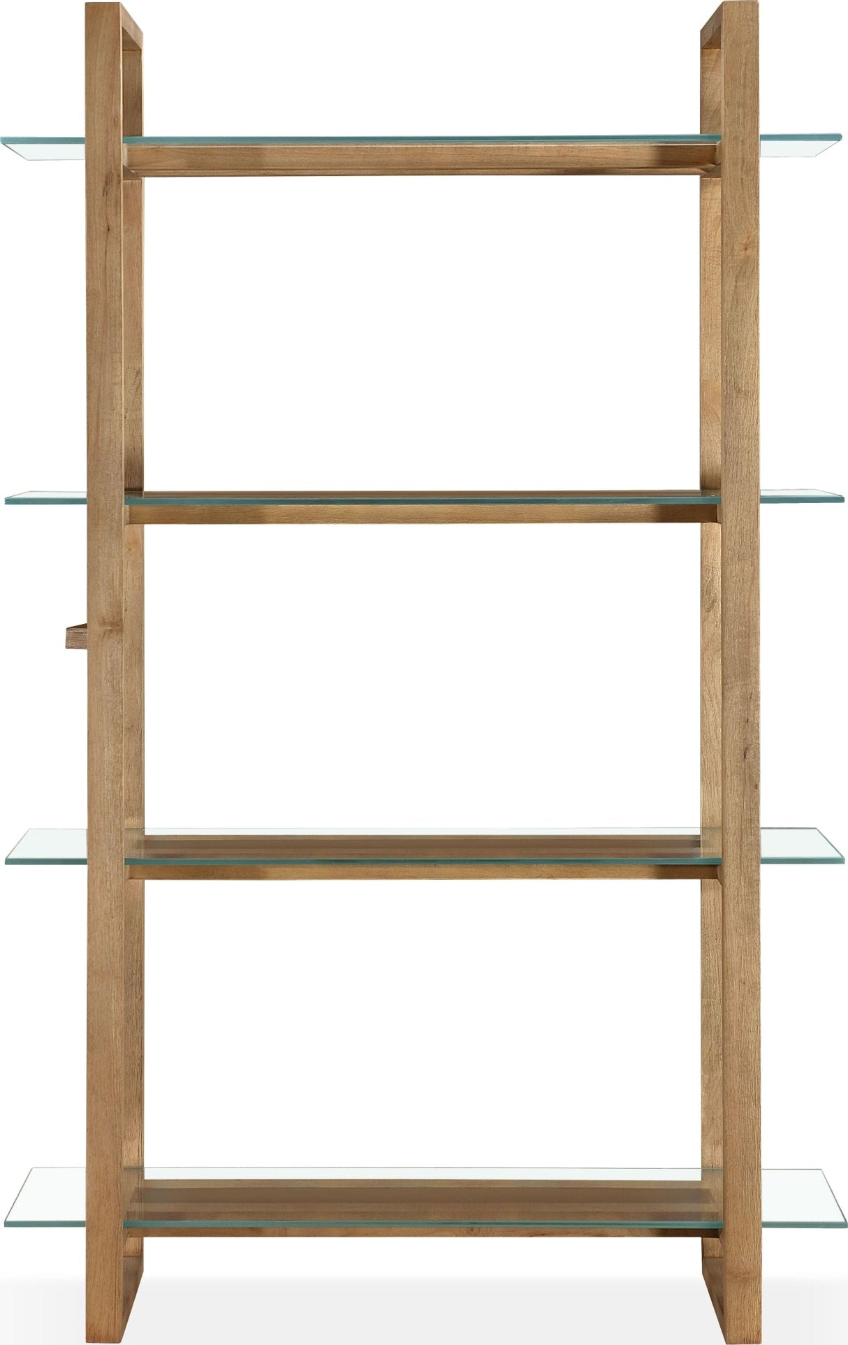 One Bisque/Clear Modern Coastal Glass Shelf Bookcase by Modus Furniture at Eve Furniture