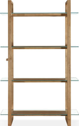 One Bisque/Clear Modern Coastal Glass Shelf Bookcase by Modus Furniture at Eve Furniture