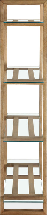 One Bisque/Clear Modern Coastal Glass Shelf Bookcase by Modus Furniture at Eve Furniture