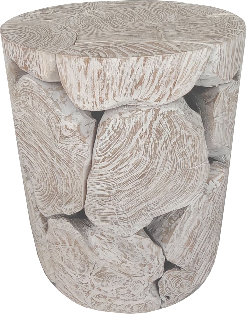 One Bleached Teak Teak Slice Round End Table by Modus Furniture at Eve Furniture