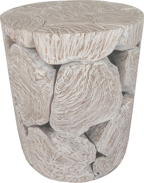 One Bleached Teak Teak Slice Round End Table by Modus Furniture at Eve Furniture