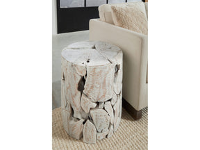 One Bleached Teak Teak Slice Round End Table by Modus Furniture at Eve Furniture