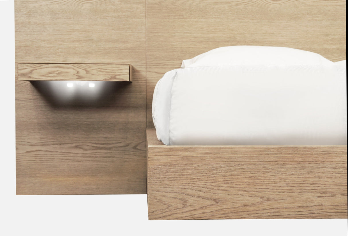 One Coastal Bisque Modern Live Edge California King Wall Bed with Floating Nightstands by Modus Furniture at Eve Furniture